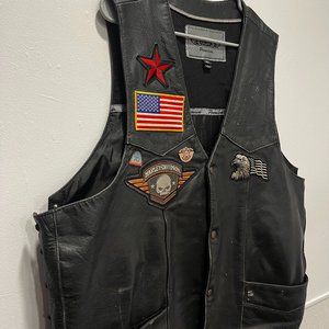 Harley Davidson Patch Leather Biker Vest - UNIK Premium Brand
